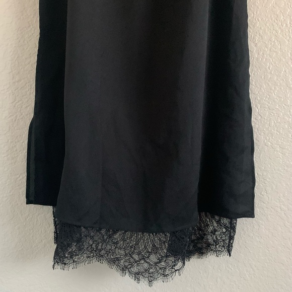 NWT Massimo Dutti Black Lace Trim V Neck Dress 10 - Picture 4 of 7